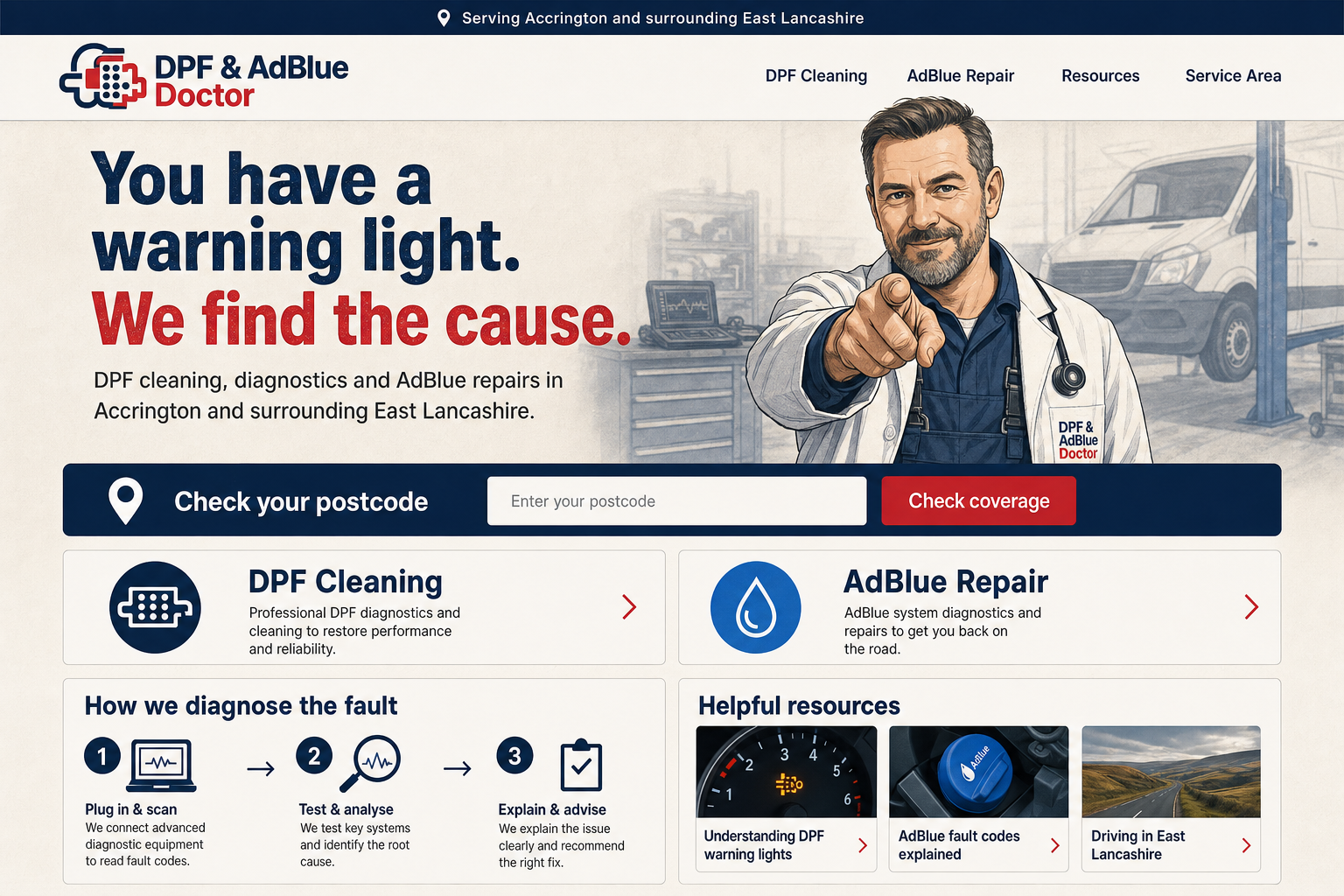 DPF and AdBlue Doctor service website homepage
